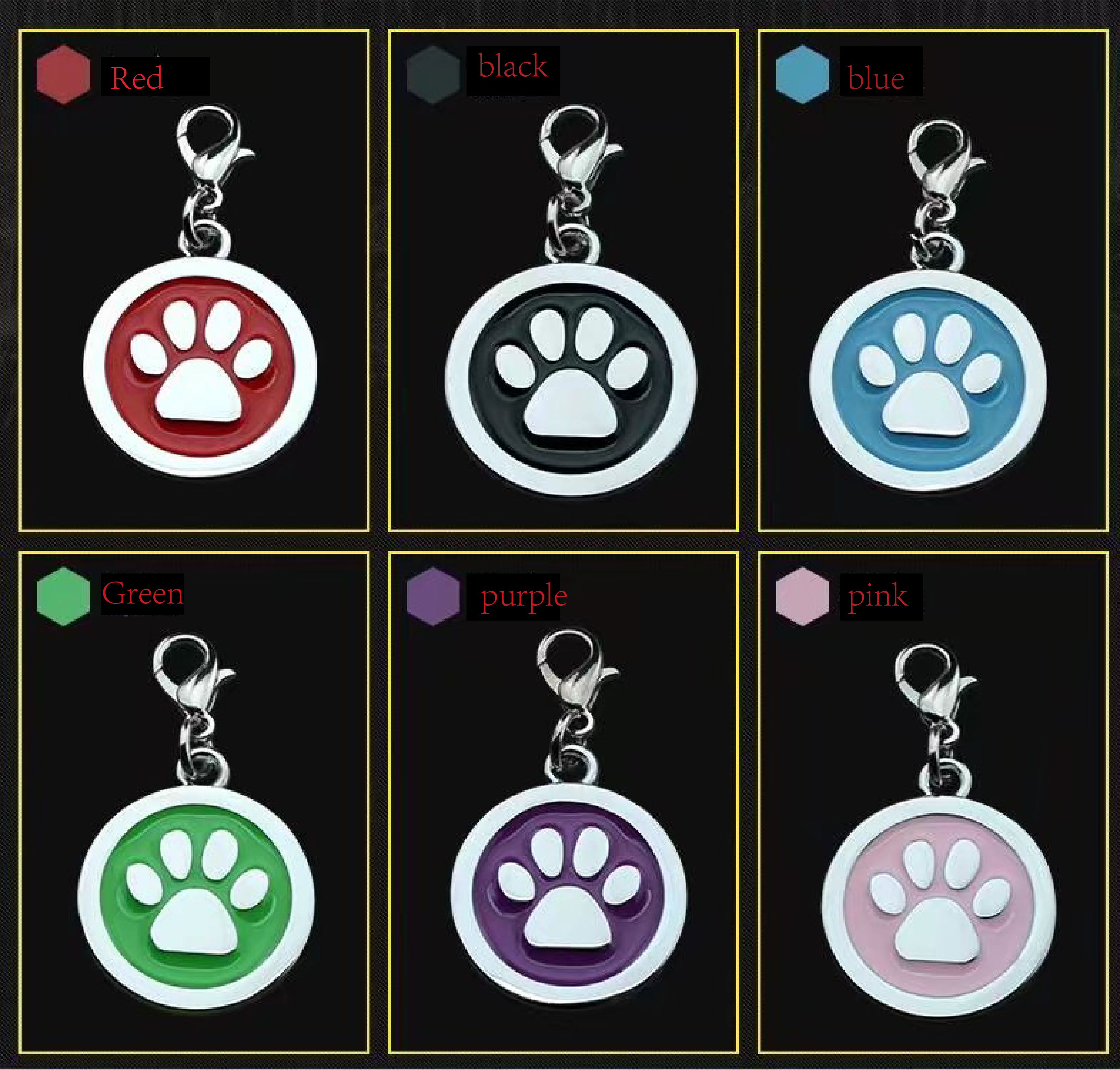 Paw in round shape pet tags