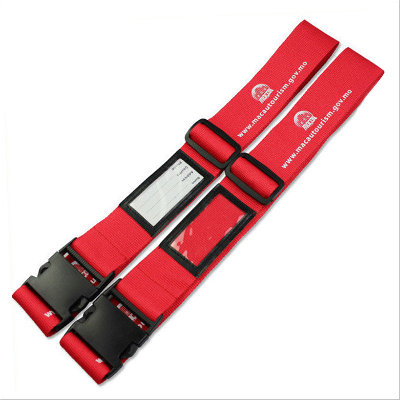 Red imprinted combination lock long luggage straps