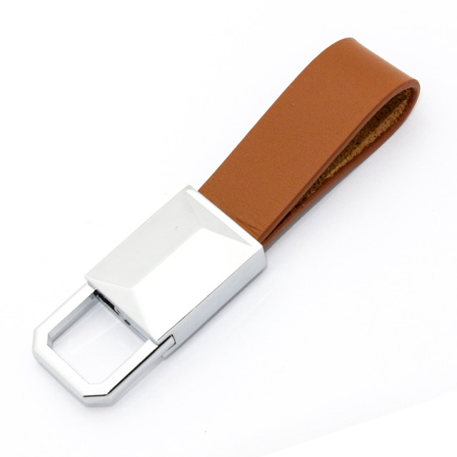 Brown Pu leather with metal keychains
