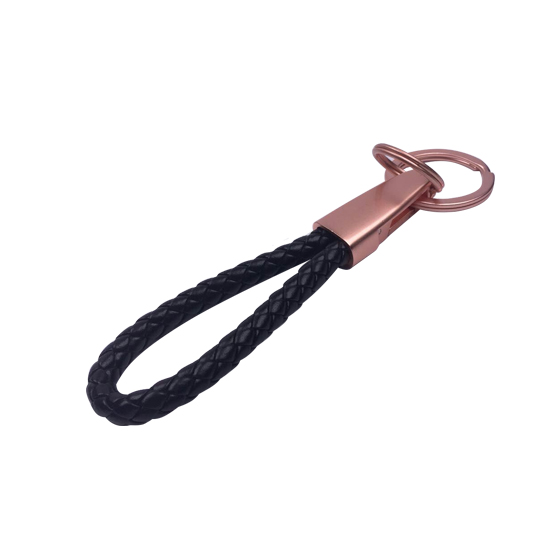 Colorful PU Leather Braided Rope Keychain